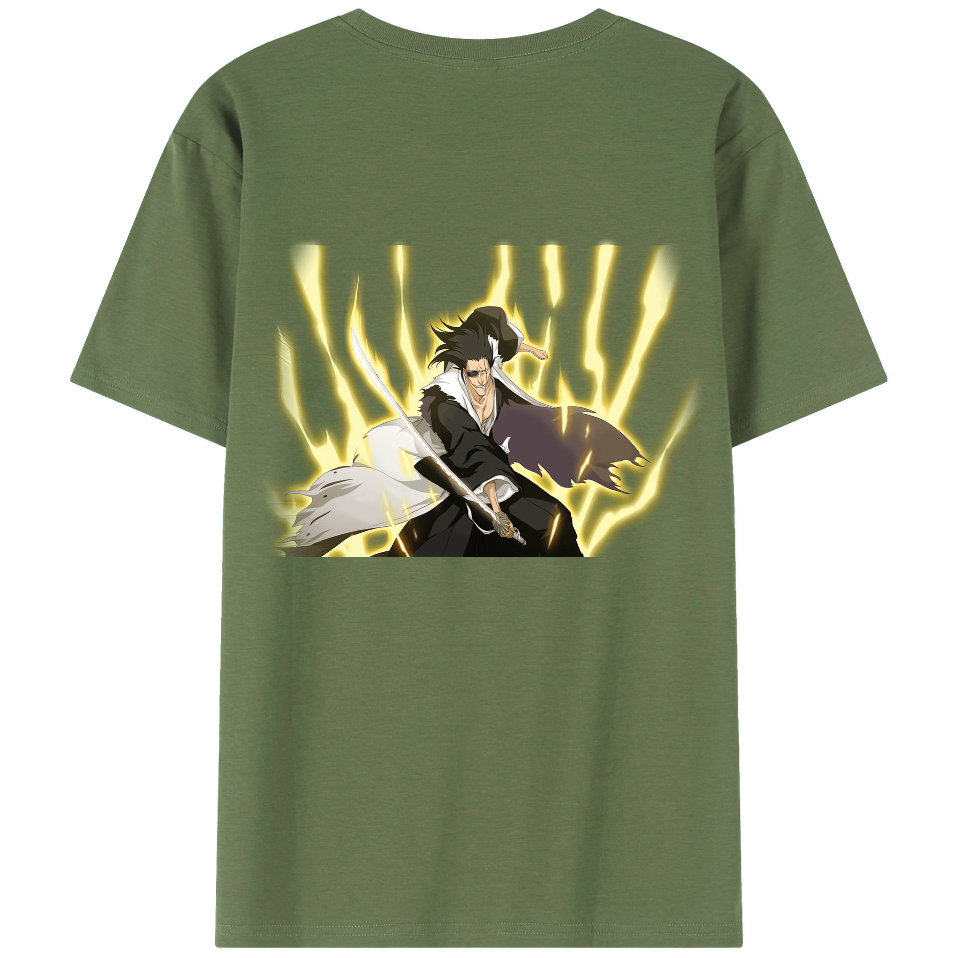 （画像用） ブリーチ ざらき けんぱち BLEACH Zaraki Kenpachi 綿100％ メンズ半袖Tシャツ（バックプリント） 通気性